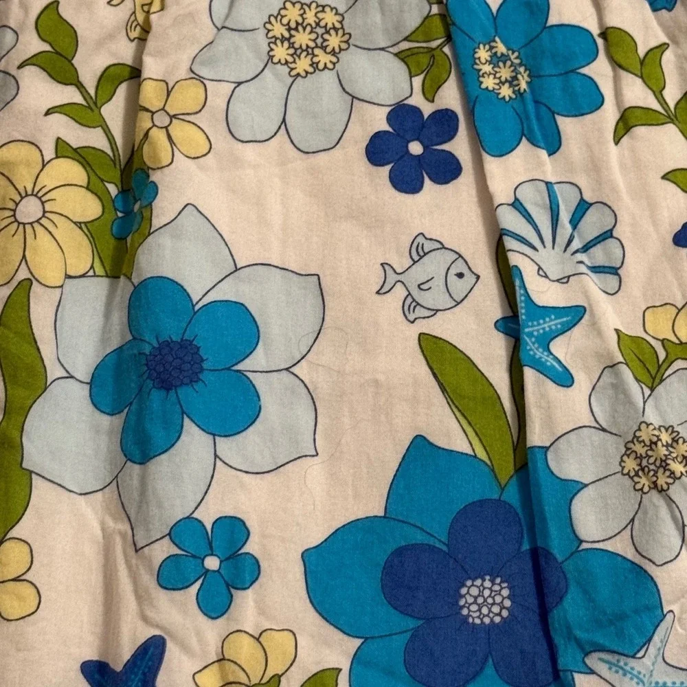 Gymboree Girls Blue Floral Tropical Fish Sea Shell Cotton Sundress Size 5